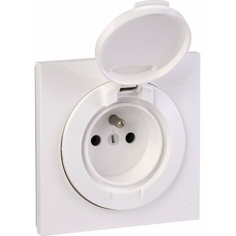 Prise de courant 2P+T à puits complète IP 44 blanc Dooxie one - Legrand