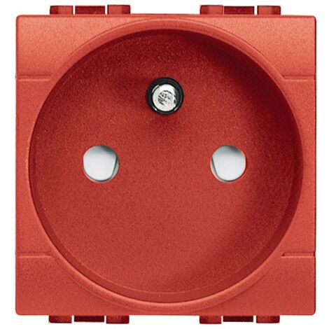 Prise de courant 2P+T Livinglight à bornes à vis rouge 2 modules BTICINO L4142AR