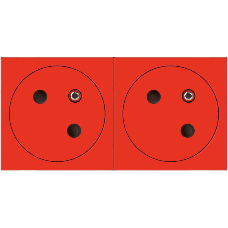 Legrand - Prise 2x2P+T Surface Mosaic Link à raccordement latéral 4 modules rouge 077172L