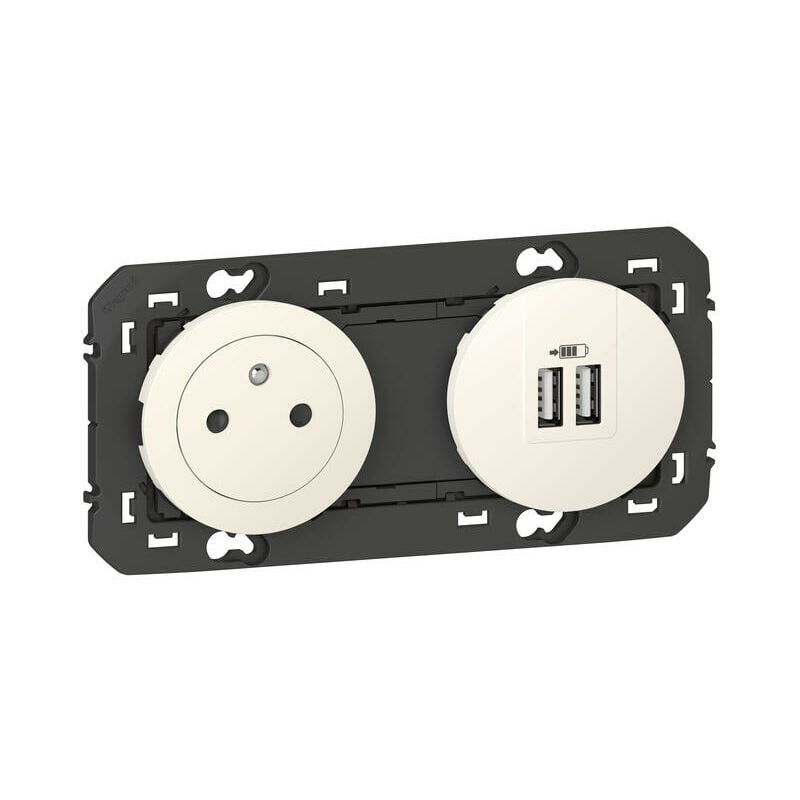 Legrand - Prise de courant 2P+T surface avec prise 2 usb type-A dooxie 3A précâblés finition blanc 600342