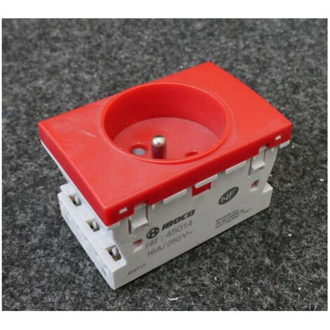 Prise de courant 2P+T TerCia simple rouge inclinée spécial goulotte PC-SG Pratique IBOCO