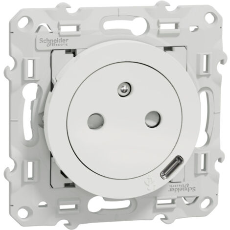 prise de courant - 2p+t + usbc - odace - blanc - schneider electric s520089
