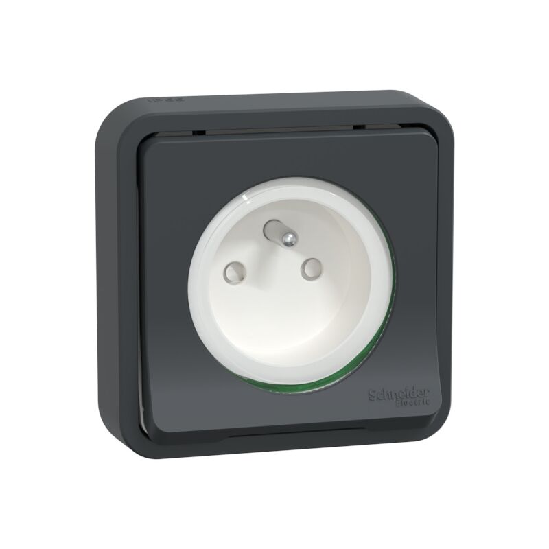 Prise de courant saillie mureva styl - 2P+T - 16 a - 250 v - gris anthtracite Schneider Electric