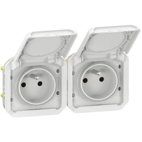 Prise de courant 2x2P+T horizontale Plexo composable blanc LEGRAND 069642L