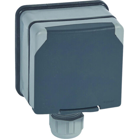 Prise de courant 3P+T - eclips de Protection IP66 complet 20A 400V saillie - Plexo - Gris - Legrand