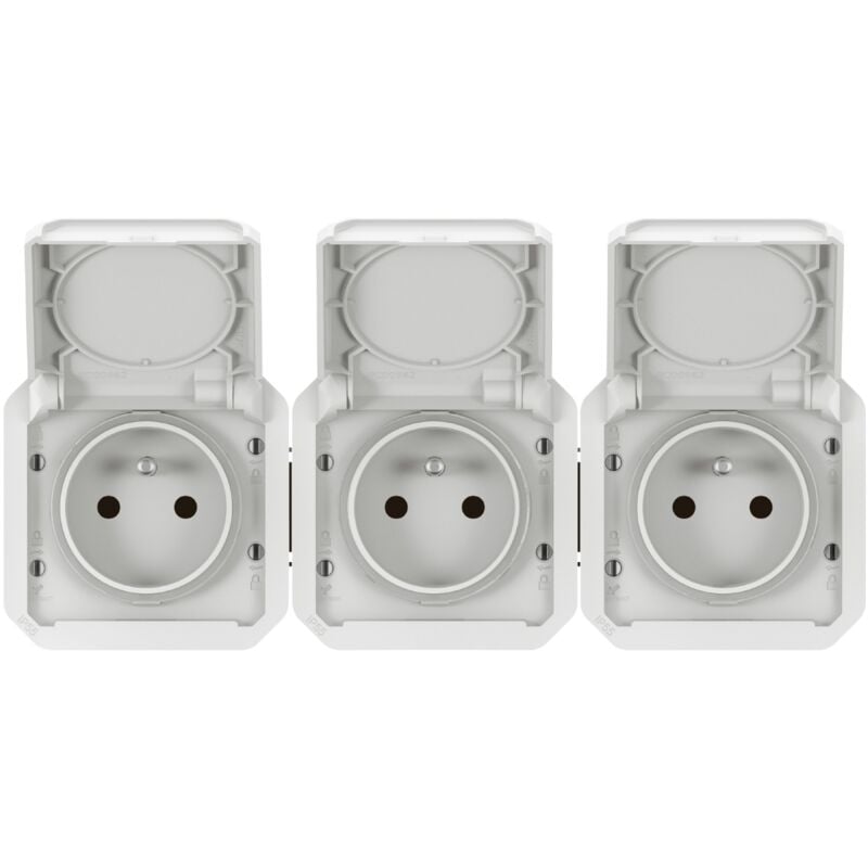 Prise de courant 3x2P+T horizontale Plexo composable blanc Legrand 069644L