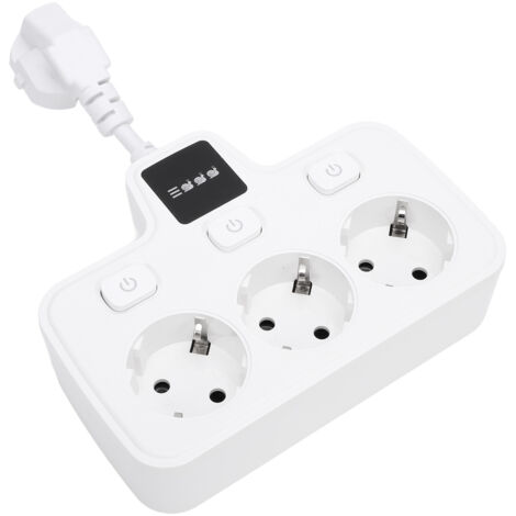 Prise de courant avec interrupteur indépendant, adaptateur multi-prises, 3 voies, 2 broches, prolongateur de prise de terre AC, blanc