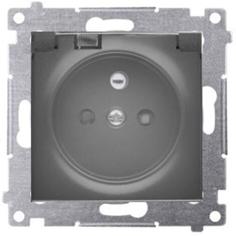 Prise de courant avec mise à la terre pour version IP44 sans joint (module) 16 A, 250 V, bornes à vis, couvercle transparent, noir mat. Joint requis.
