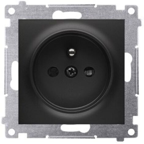 Prise de courant avec terre et obturateurs (module) 16A, 250V, bornes à vis, noir mat Simon54
