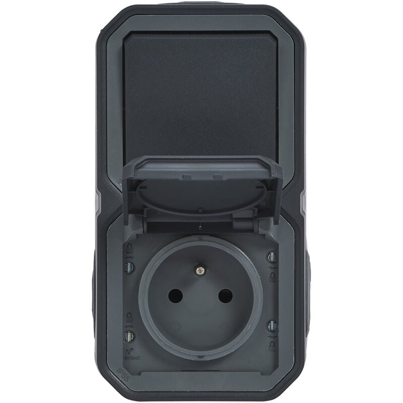 Legrand - Prise de courant avec va-et-vient vertical Plexo complet saillie - anthracite