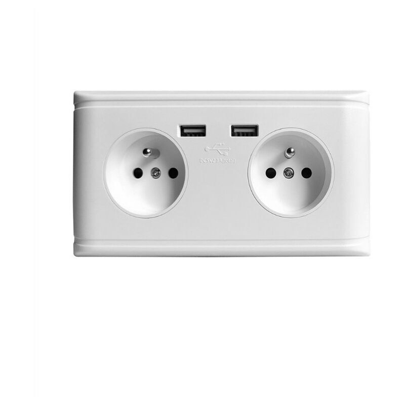 TONCHEAN Prise de courant complète,Prise de courant complète,Multi-Fonctionnelle UE Prise Murale Prise de Courant Prise avec Double Port USB for