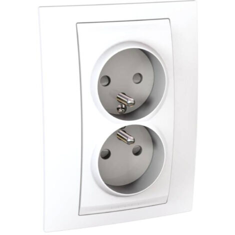 Prise de courant double 2P+T Unica - 16A - Blanc - Blanc