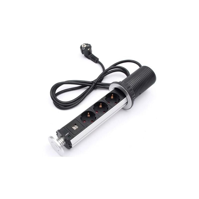 Prise de courant électrique pour plan de travail, bureau, socle émergente,Prise usb bureau prise de bureau cachée norme européenne (3 prises)