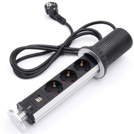 Prise de courant électrique pour plan de travail, bureau, socle émergente，Prise USB bureau prise de bureau cachée norme européenne (3 prises)