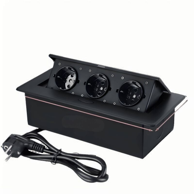 L&h-cfcahl - Prise de courant encastrée, Prise encastrée rétractable 3 Voies, Prise de courant complète, en Aluminium moulé par Injection, Ouverture