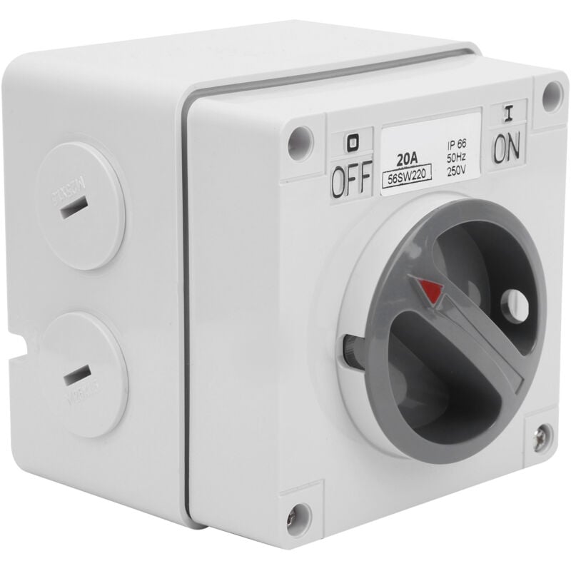 Prise de courant extérieure étanche, isolation anti-poussière, boutons rotatifs marche/arrêt et indicateurs (2P20A)