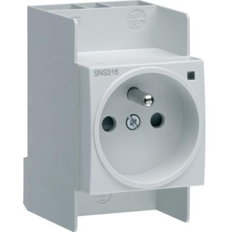 Prise de courant modulaire 16A 2P+T avec voyant version SanVis (FR) HAGER SNS316