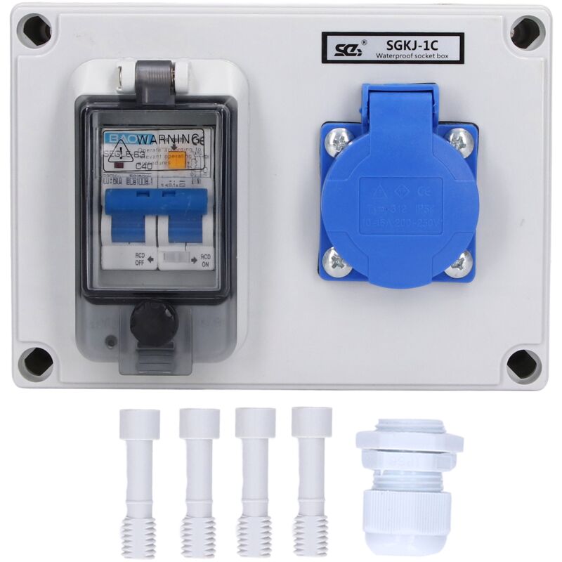 Prise de courant murale, boîte de prise électrique, norme allemande 200250V avec 230V 40A 1P + n rcd - Jeffergarden