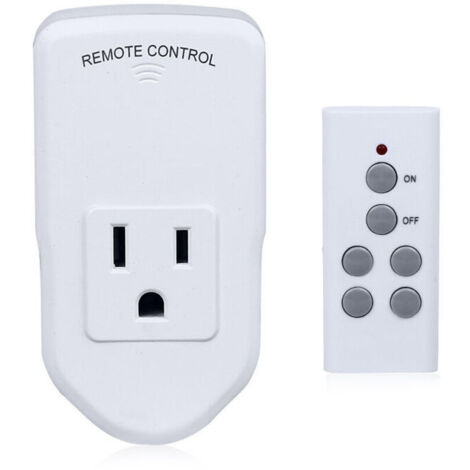 Prise de courant sans fil avec télécommande, adaptée aux lampes, ventilateurs, guirlandes lumineuses, petits appareils électroménagers, longue distance, blanc, 10A/1200W, 1 télécommande + 1 prise (san