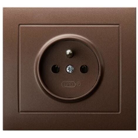 Prise de courant simple 2P+T Type E marron Ospel Kier GP-1WZ/52