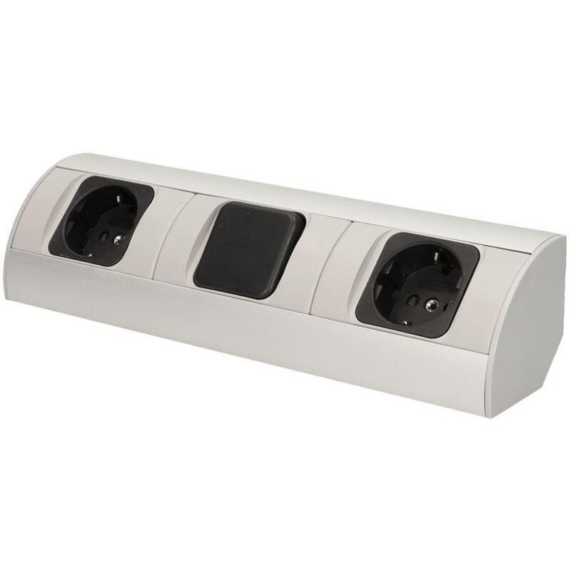 Prise de courant sous meuble 2x230V avec interrupteur - OR-AE-1304(GS) Schuko