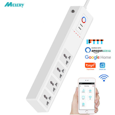Prise de courant universelle intelligente WiFi, 4 voies, avec télécommande USB, commande vocale, protection contre les surcharges, fonctionne avec Alexa Google Home,CHINA,US PLUG