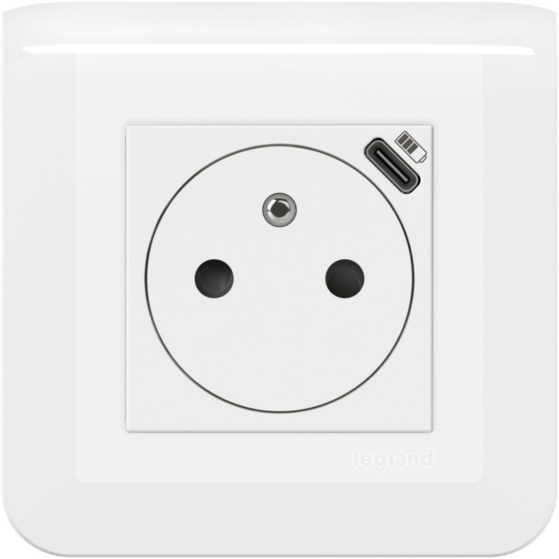 Legrand - Prise de courant Surface Mosaic avec chargeur Type-C 2 modules - Blanc