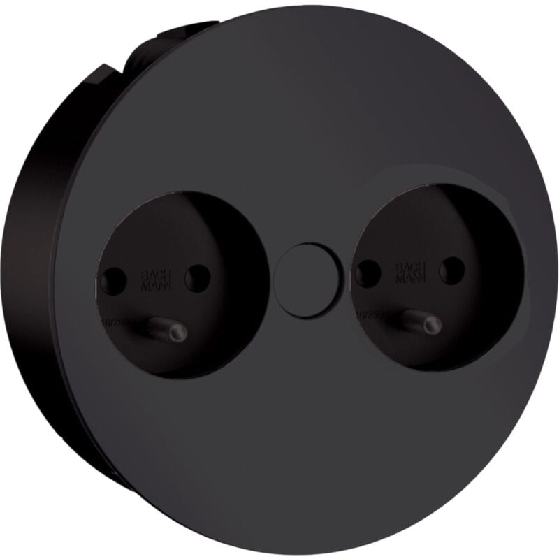 Cuisissimo - Prise plan de travail alton - Double prise à encastrer noir mat