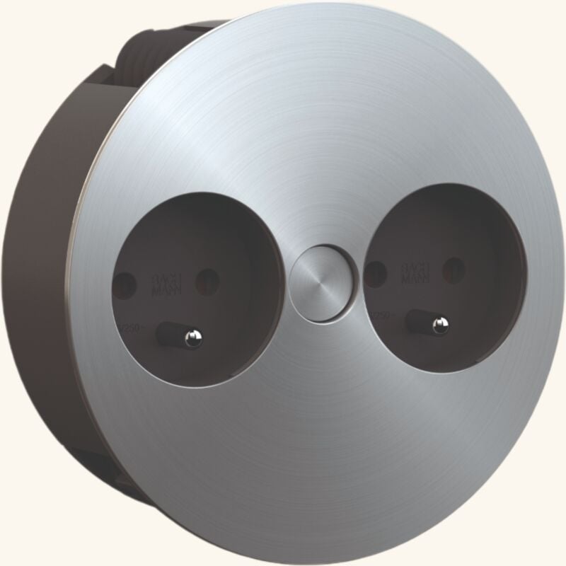 Prise plan de travail ALTON - Double prise à encastrer inox