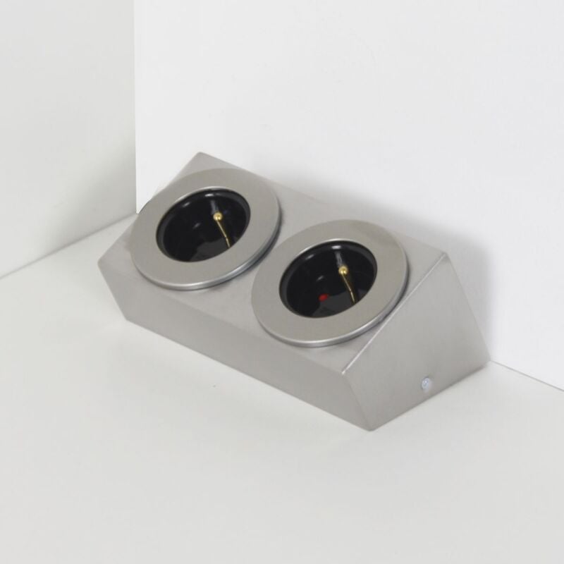 Prise cuisine barry - Double prise inox brossé