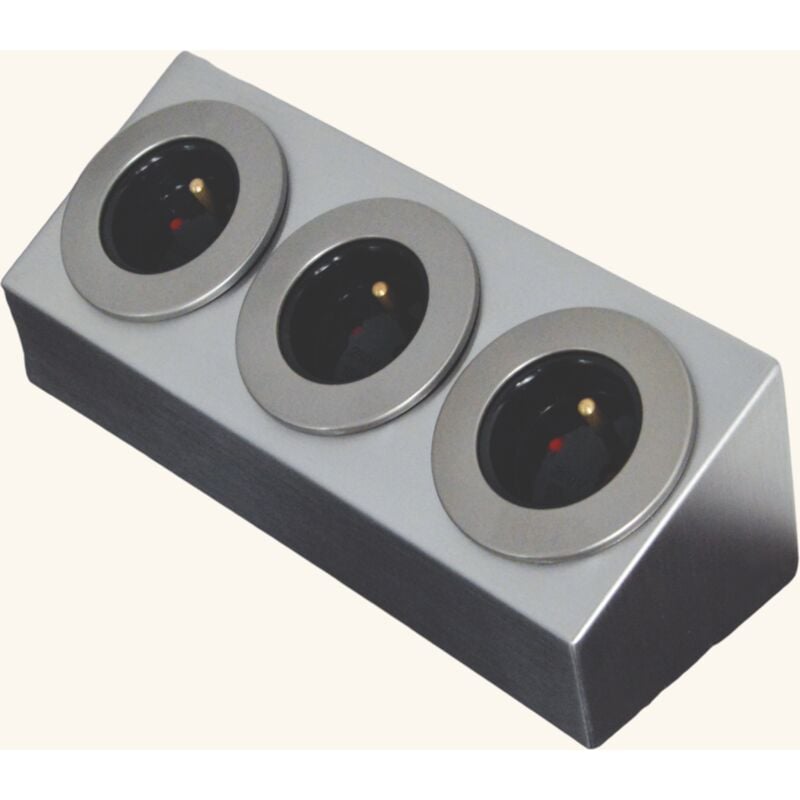 Prise cuisine barry - Bloc 3 prises inox brossé