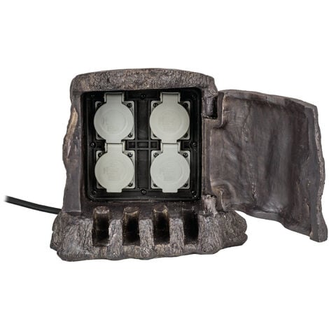 Prise de jardin - 37500 - 4 prises - marron Heitronic