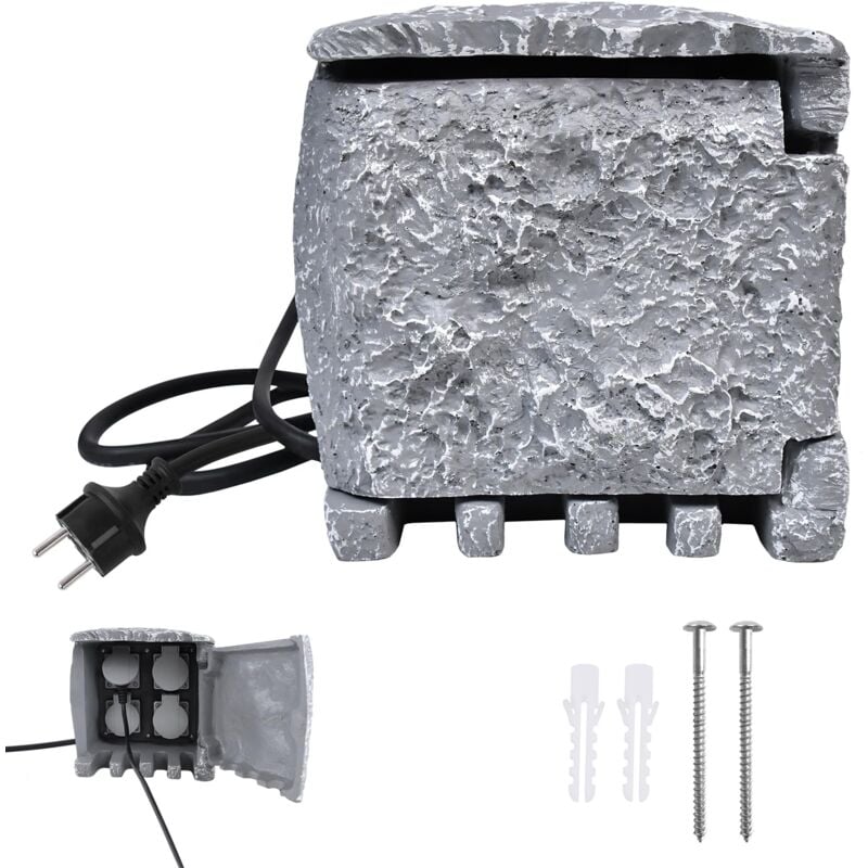 Prise de jardin prise extérieure aspect pierre étanche IP44 prise extérieure avec 4 contacts de protection prise extérieure avec rallonge de 3 m