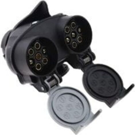 Prise de remorque 13 à 7 broches 12N 12S double adaptateur convertisseur prise européenne pour voiture, remorque, camion, barre d'attelage 12 V étanche Noir