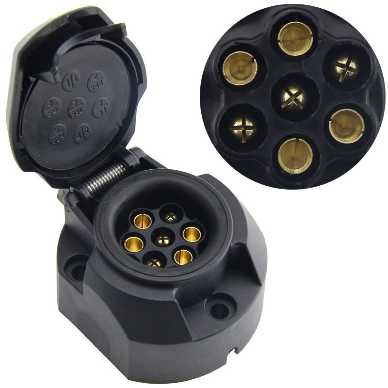 Prise de remorque 7 broches avec tampon en caoutchouc étanche 7 broches Prise de remorque étanche 12 V Prise de remorque étanche 7 broches pour