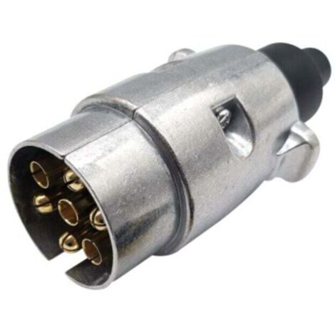 Prise de remorque mâle 7 Broches métal, Prise attelage 7 Broches Metal,connecteur Electrique 7 Broches Etanche pour remorque,12V fiche remorque 7 Broches métal