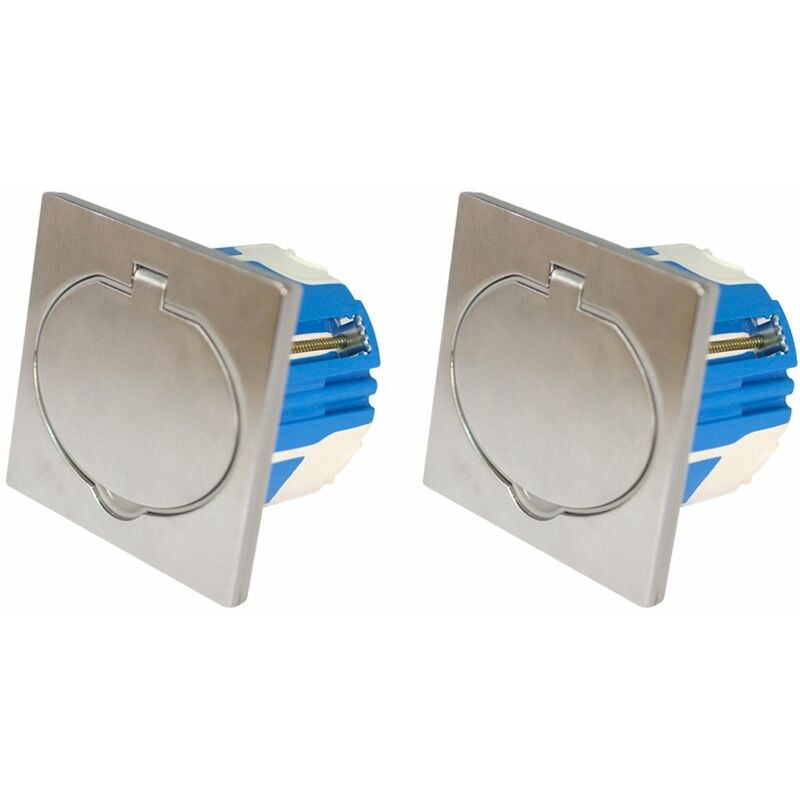 Zenitech - Lot de 2 prises de sol 16A 2P+T finition alu brossé - IP44 avec boîte d'installation