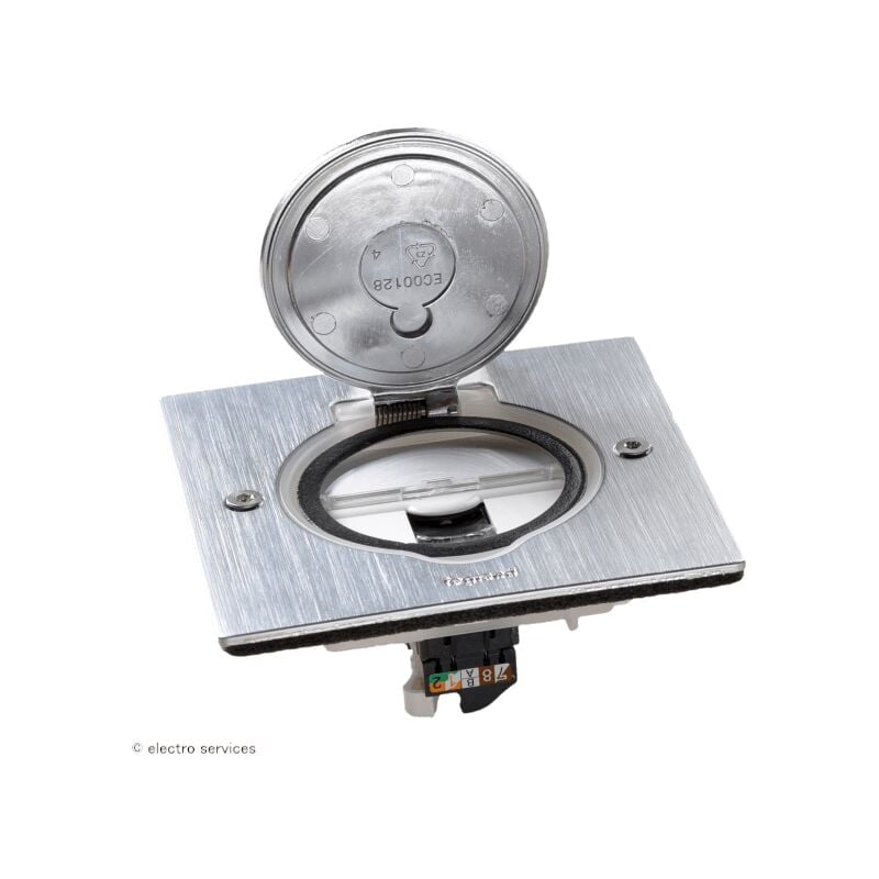 Prise de sol RJ45 Carrée Inox brossé Legrand