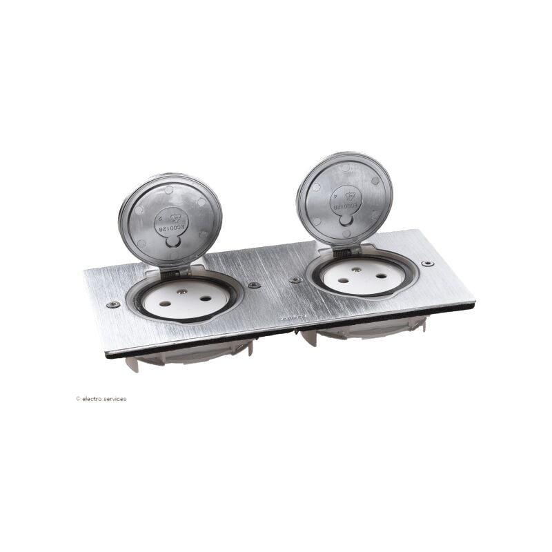 Prise de sol Double Rectangulaire Inox brossé Legrand