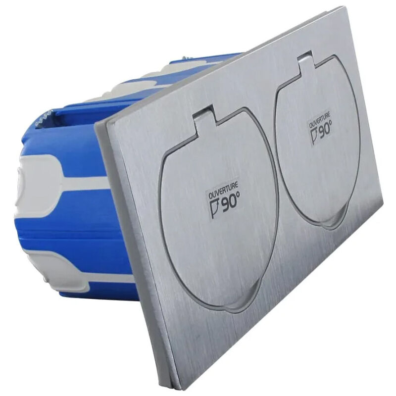 Boîtier MULTIMAT NO AIR Ø67mm - Profondeur 50mm + Prise de sol étanche double 2P+T IP55 - BLM