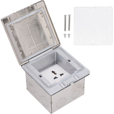 Prise de Sol Étanche en Alliage de Zinc PC, Type Ouvert, Cachée, Argent AC250V