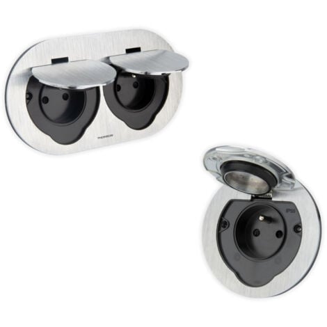 Prise de sol simple + double IP55 16A - 2P+T - métal brossé - Initiale - Protec