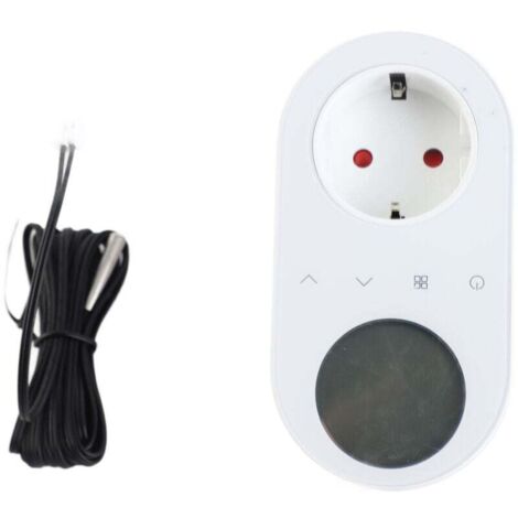Prise de sortie de thermostat numérique, prise 16A, contrôleur de température 5+1+1, six périodes et mode de refroidissement de chauffage avec bouton tactile, écran LCD pour radiateur soufflant