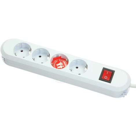 Prise de table quadruple avec interrupteur blanc 1,5 m de câble