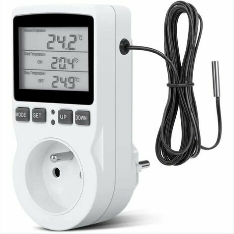 Prise de thermostat, prise de minuterie numérique, prise Programmable numérique avec sonde, minuterie numérique programmable, prise de thermostat de chauffage de serre