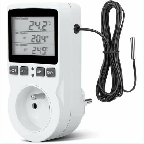 Prise de thermostat, prise de minuterie numérique, prise Programmable numérique avec sonde, minuterie numérique programmable, prise de thermostat de chauffage de serre