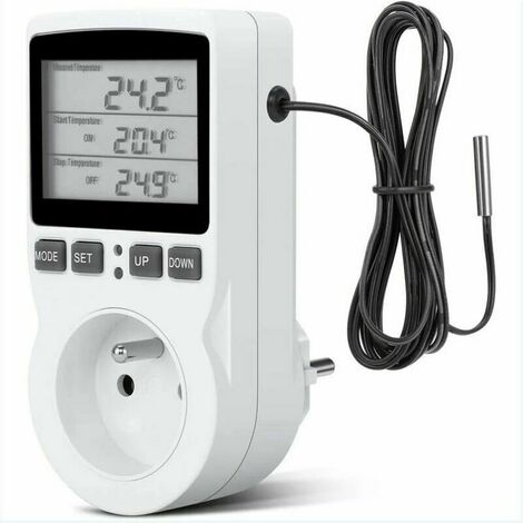 Prise de thermostat, prise de minuterie numérique, prise Programmable numérique avec sonde, minuterie numérique programmable, prise de thermostat de chauffage de serre