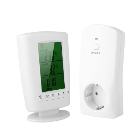 Prise de Thermostat sans Fil, 433,92 Mhz Thermostat Programmable sans Fil et Prise Kit de Contrôle de Température de Contrôle de Bureau de Ménage pour le Contrôle