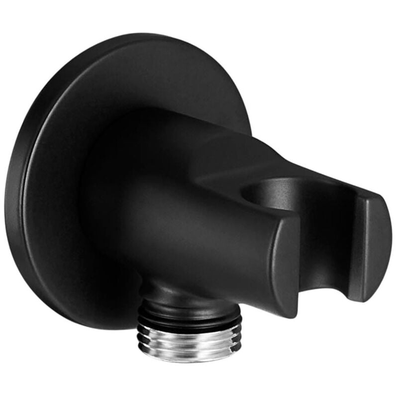 Coude mural 1/2' et support douchette d'arrivée d'eau pour raccordement flexible de douche, Noir mat - Roca
