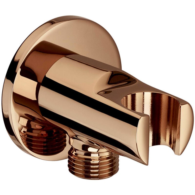 Coude mural 1/2' et support douchette d'arrivée d'eau pour raccordement flexible de douche, Rose gold - Roca